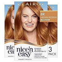 Nice'n Easy Permanent Hair Dye, 8R Medium Reddish Blonde Hair Color, Pack of 3