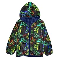 Colorful Dino Toddler Boy Fleece Jacket Children Coats for Toddler Boys Navy Blue Zip 3T