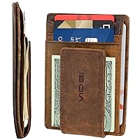 Viosi Money Clip Slim Leather Wallet For Men Front Pocket Rfid Blocking Card Holder With Rare Earth Magnets