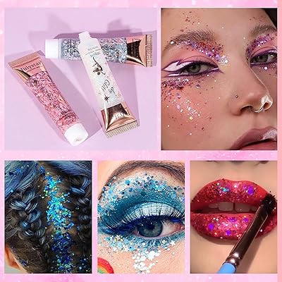 Mua Easilydays Pink Body Glitter Gel for Face Body, Shimmer Eyeshadow, Pink  Stuff for Women Girls, for Hair Face Body Nails, Halloween Holographic  Cosmetic Laser Powder Festival Glitter Makeup (#05 Pink) trên