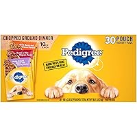 PEDIGREE CHOPPED GROUND DINNER Adult Soft Wet Dog Food 30-Count Variety Pack, 3.5 oz Pouches (Pack of 30)