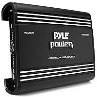 4 Channel Car Stereo Amplifier - 2000W High Power 4-Channel Bridgeable Audio Sound Auto Small Speaker Amp Box w/ MOSFET, Crossover, Bass Boost Control, Silver Plated RCA Input Output - PLA4278