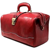 Floto Ciabatta Italian Leather Doctor Bag Handbag Carryon (Tuscan Red)
