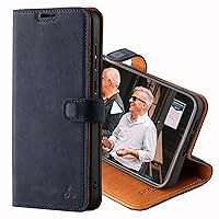 Snakehive Leather Wallet for Samsung Galaxy A35 5G - Real Leather Wallet Phone Case - Genuine Leather with Viewing Stand and 3 Card Holder - Flip Folio Cover with Card Slot (Navy)
