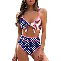 Blooming Jelly Womens High Waisted Bikini Set Tie Knot High Rise Two Piece Swimsuits Bathing Suits