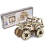 WOODEN.CITY Vintage Cars Monster Truck 1 - DIY 3D Wooden Model Kits for Adults to Build Cars - 3D Wooden Puzzles for Adults Brain Teaser - Wood Car Kit Model for Puzzle Lover - 69-Part Wooden Car Kit