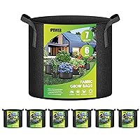 iPower Grow Bag 7 Gallon 6-Pack Heavy Duty Plant Pots, 300g Thick Nonwoven Fabric Containers Aeration with Nylon Handles, for Planting Vegetables, Fruits, Flowers, Black 2024 Version