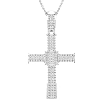 Dazzlingrock Collection 1.00 Carat (ctw) Round White Diamond Mens Hip Hop Religious Cross Pendant 1 CT, Available in Metal 10K/14K/18K Gold & 925 Sterling Silver