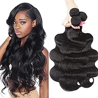UNice Hair Malaysian Body Wave 3 Bundles, 100% Unprocessed Virgin Human Hair Weave Extensions, Natural Color 95-100g/pc (12 14 16 inches)