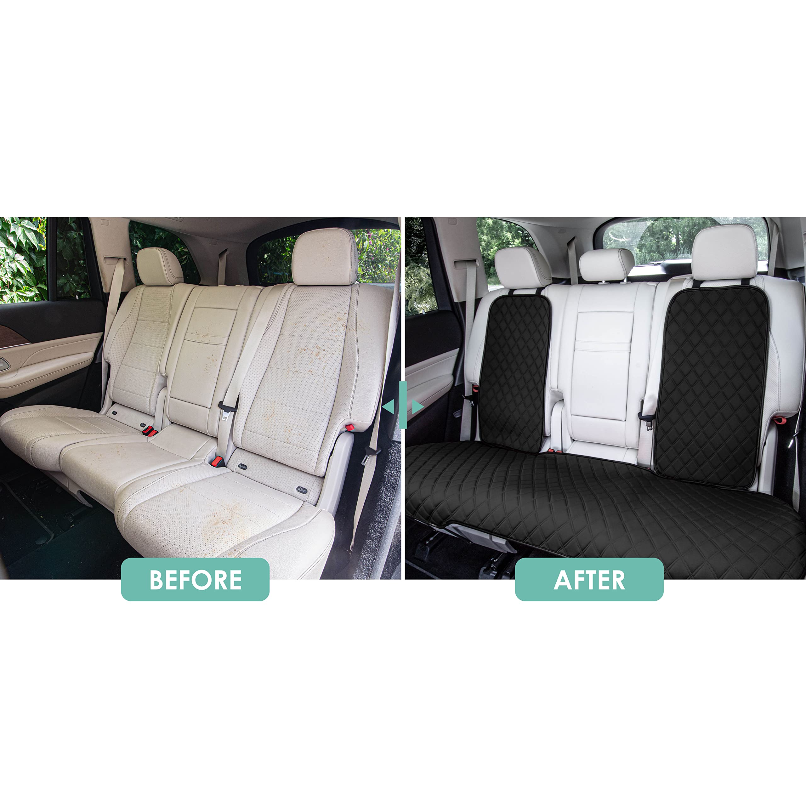 FH Group Car Seat Cushion Rear Set Black Neosupreme Automotive Seat Cushions - Universal Fit, Rear Car Seat Cushion, Car Seat Cushions With Non-slip Silicone Backing for SUV, Sedan, Van