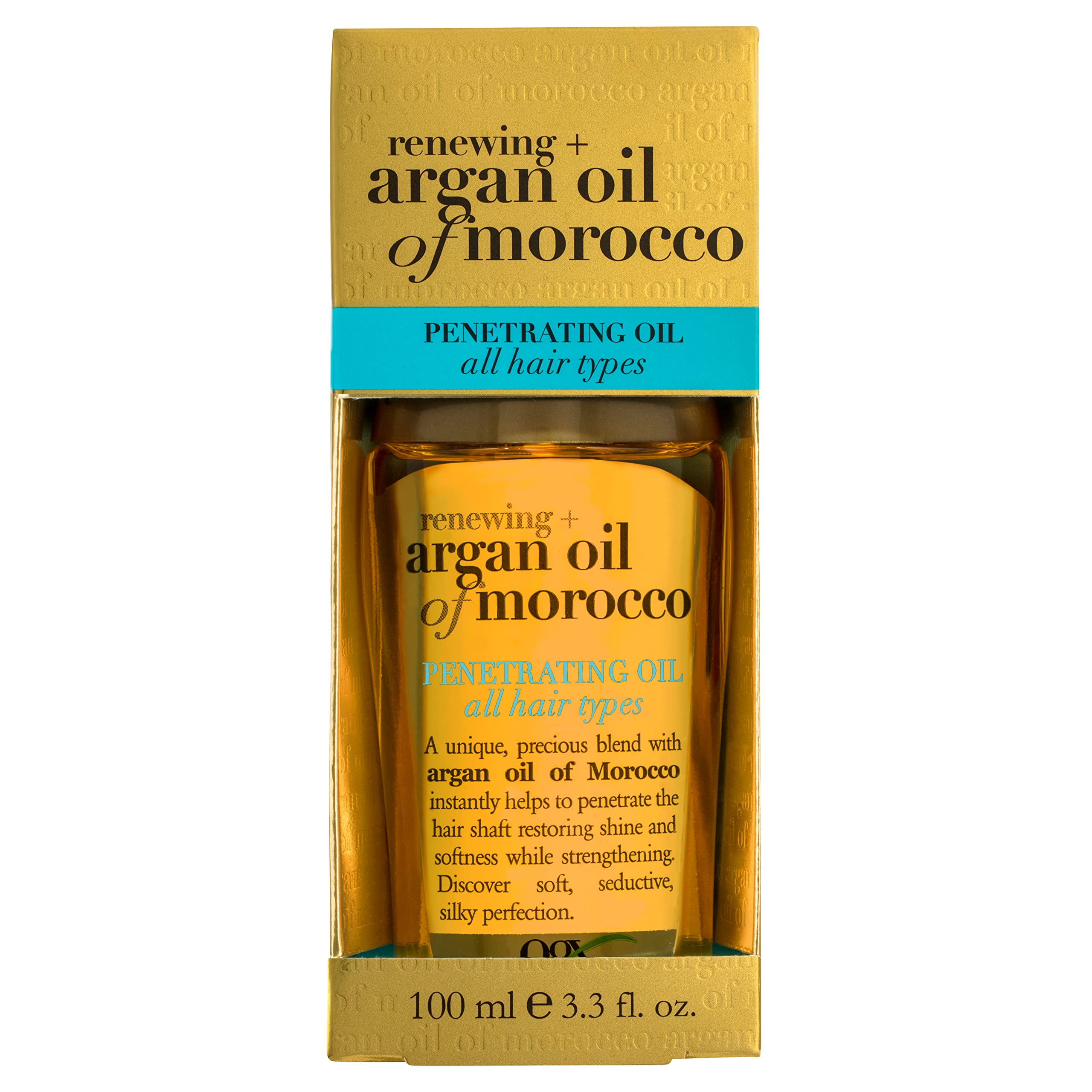 OGX Renewing + Argan Oil of Morocco Penetrating Hair Oil Treatment, Moisturizing & Strengthening Silky Hair Oil for All Hair Types, Paraben-Free, Sulfated-Surfactants Free, 3.3 fl oz