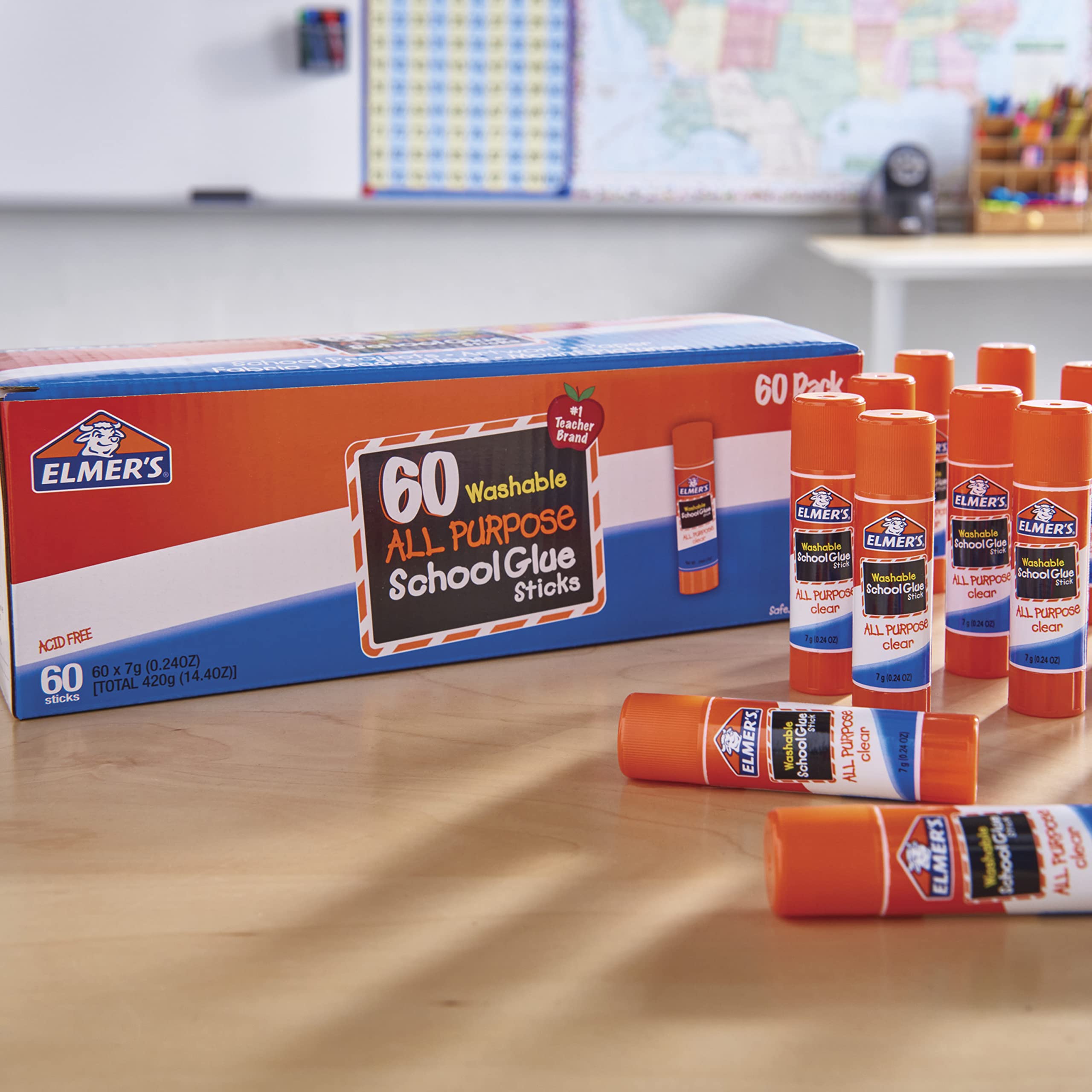 Elmer's All Purpose School Glue Sticks, Washable, 7 Grams, 60 Count
