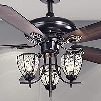 Warehouse of Tiffany CFL-8166BLX Alexandria 3 5-Blade 52-inch Black Metal and Crystal Lighted Ceiling Fan