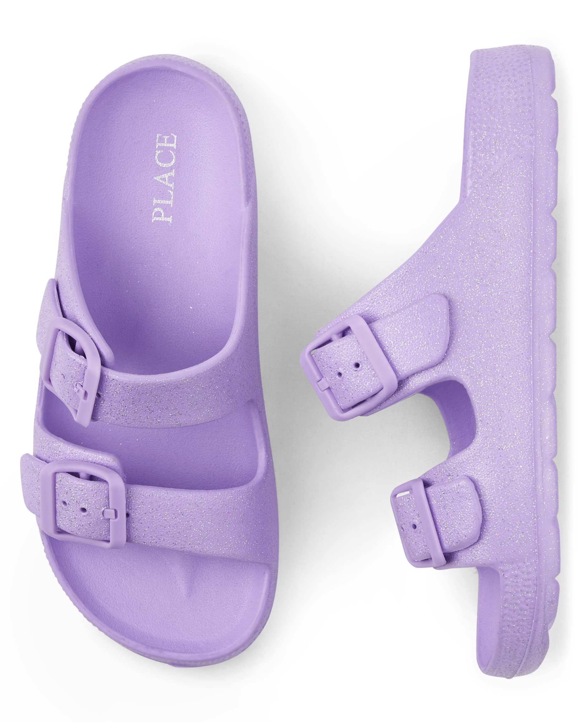 The Children's Place Girl's Double Buckle Slip on Slide Sandals