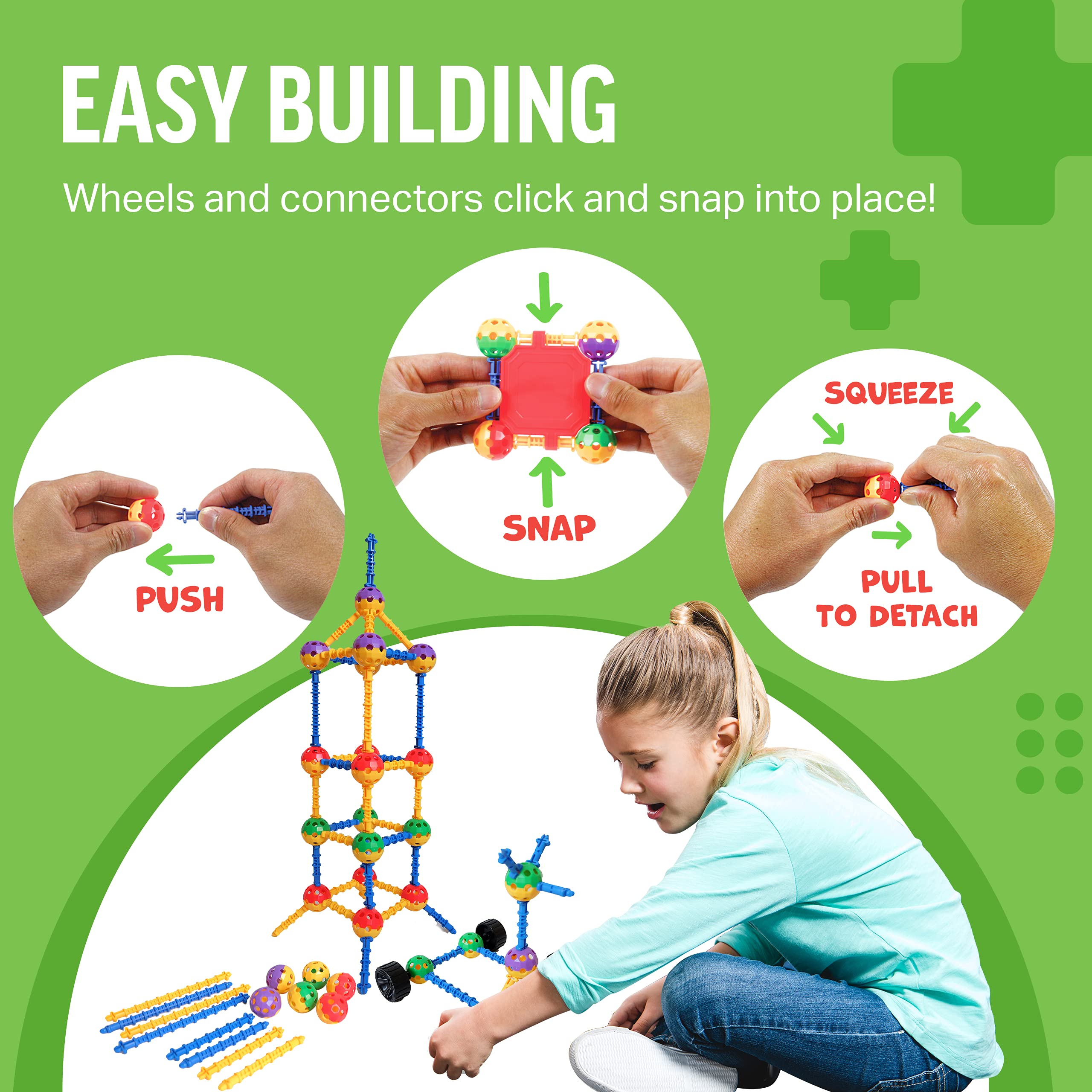 STEM Master Building Toys for Kids Ages 4-8 - STEM Toys Kit w/176 Durable Pieces, Building Blocks, Educational Toys for Kids 5-7, Stem Toys for 5 Year Old, Building Toys for Kids Ages 3-5
