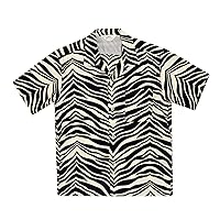 Mens Zebra Print Hawaiian Shirt SoH8663 Black