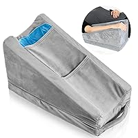 Buryeah Arm Pillow Arm Elevation Pillow with 2 Ice Pockets, Soft Ergonomic Support Pillow for Elbow Arm Rest Wedge Pillow Broken Arm Gifts with High Density Foam for Recovery Sleeping Care(Gray)
