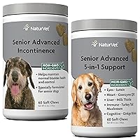 NaturVet Senior Advanced Incontinence Dog Supplement – Helps Support Dog’s Bladder Control Normal Urination – 60 Ct. Soft Chews - Senior Advanced 5-in-1 Support Dog Supplement - 60 Soft Chews