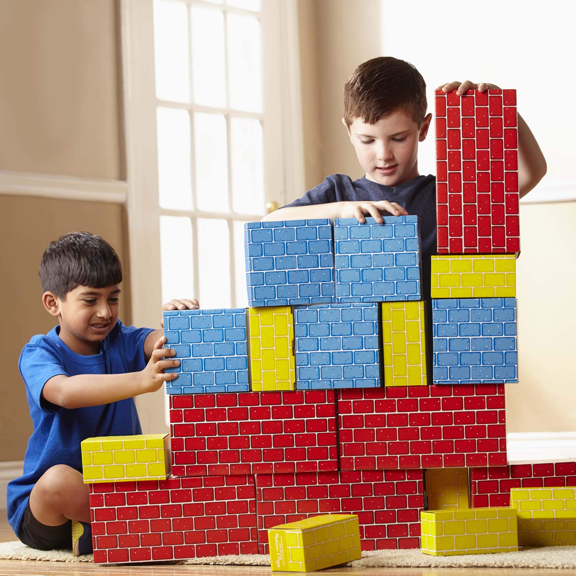 Melissa & Doug Deluxe Jumbo Cardboard Blocks (24 Pieces) - Pretend Brick For Building