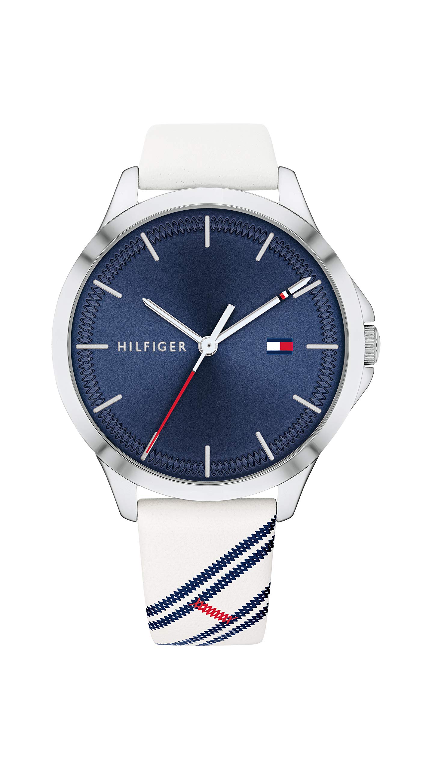 Tommy Hilfiger Women's Quartz Stainless Steel and Leather Strap Sporty Watch, Color: White (Model: 1782089)