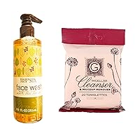 Trader Joe's SPA Face Wash with Tea Tree Oil 8.5 Oz + Trader Joe's Micellar Cleanser & Makeup Remover Two Pack Each with 20 Towelettes