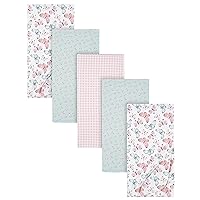 Gerber Girls Newborn Infant Baby Toddler Nursery 100% Cotton Flannel Receiving Swaddle Blanket, Butterfly White, Pack of 5