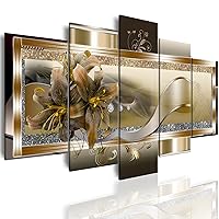 5 Panel Yellow Orchid Flowers Canvas Print - Abstract Golden Floral Wall Decor Poster, 5 pieces Wall Art Painting Decor for Home Decoration Artwork Picture Bedroom Wall Decor (D,Oversize 60x30inch)