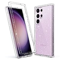 ULAK Compatible with Samsung Galaxy S23 Ultra 5G Case, Heavy Duty Shockproof Hybrid Soft TPU Bumper Drop Protection Transparent Phone Case for Galaxy S23 Ultra 5G 6.8 inch - Clear Glitter