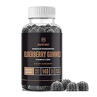 Sambucus Black Elderberry Gummies with Zinc and Vitamin C, 140 Gummies, Chewable Immune Support for Adults and Kids, Non GMO, Kosher, Pectin, Vegan, Delicious Berry Flavor