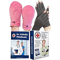 Bundle: Heat Therapy Arthritis Gloves (1 Pair, Pink) + Compression Gloves (1 Pair, S)