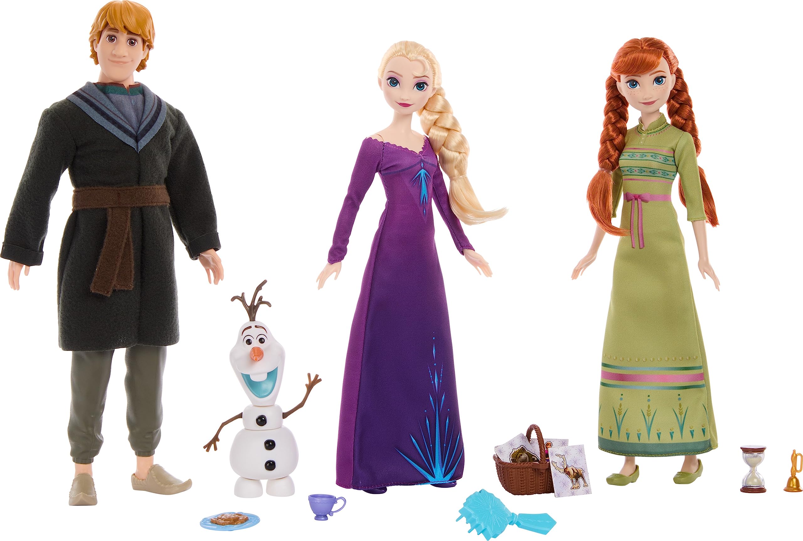 Disney Frozen 3-Doll Charades Set with Fashion Dolls Anna, Elsa and Kristoff, Plus Posable Olaf Figure and 12 Accessories from Disney’s Frozen 2