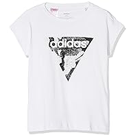 adidas Girls Essential Loose Tee Tshirt Kids Youth Junior Training (DV0338_116) White/Black