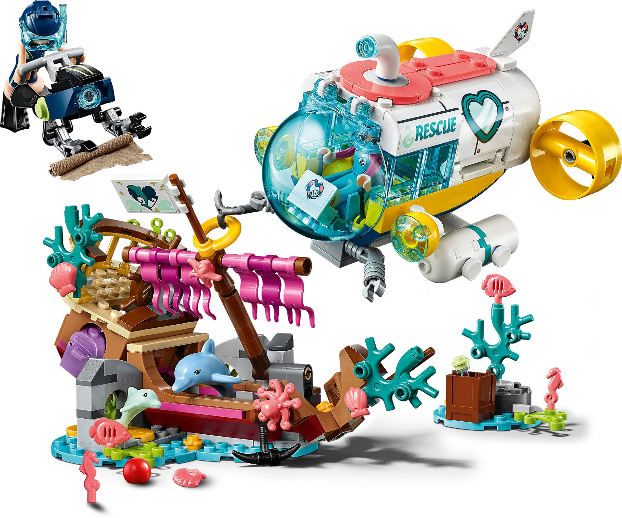 LEGO Friends Dolphins Rescue Mission 41378 Building Kit with Toy Submarine and Sea Creatures, Fun Sea Life Playset with Kacey and Stephanie Minifigures for Group Play (363 Pieces)