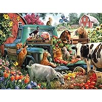 Bits and Pieces – 300 Piece Jigsaw Puzzle for Adults - ‘Unloading The Pick-Up’ – 300 pc Large Piece Jigsaw Puzzle by Artist Larry Jones - 18