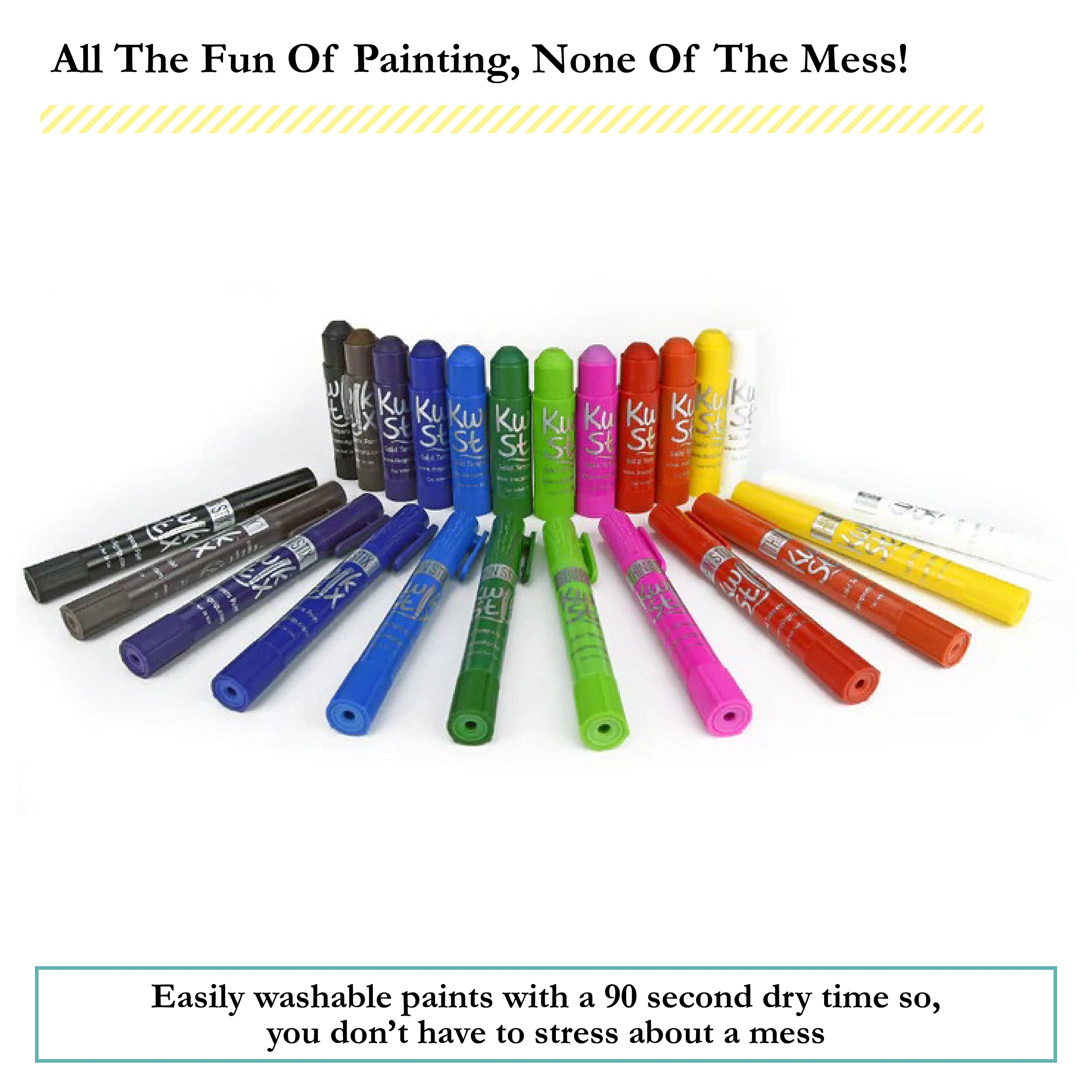 The Pencil Grip Kwik Stix Solid Tempera Paints, Thin Stix Paint Pens, Super Quick Drying, 12 Classic Colors for Children - 12 Pack - TPG-608