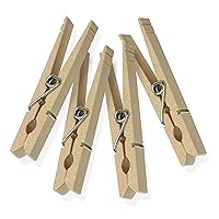 Honey-Can-Do DRY-01375 Wood Clothespins with Spring, 3.3-inches Length,Brown, 2 lbs, 50-Pack