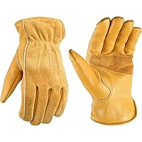 Wells Lamont Women's Leather Work Gloves, Durable Leather Gardening Gloves, Large (1124VL), Saddletan