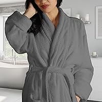 Women's Traditional Premium Turkish Cotton Lightweight Long Bathrobe with Pockets - Small-Medium, Grey