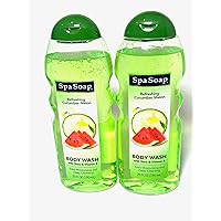 SpaSoap Body Wash with Shea & Vitamin E Nourishing Refreshing Cucumber Melon, With Amazing Refreshing Scent Moisturizing and Deep Cleansing (2 count) 20FL oz each Body soap smooth feeling