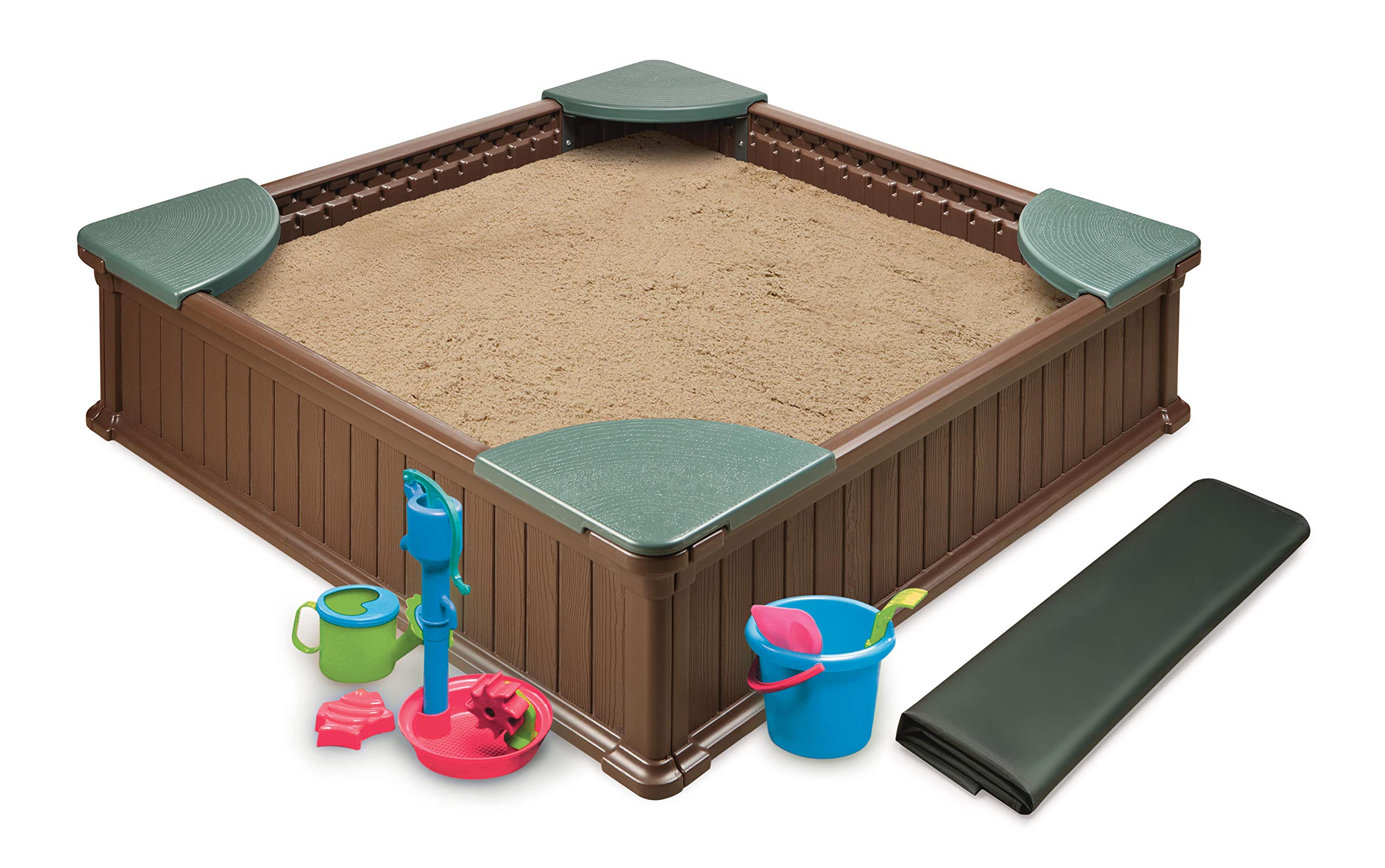 Badger Basket Woodland 2-in-1 Kids Outdoor Sandbox or Garden and Vegetable Planter, Outdoor Play Equipment - Brown/Green