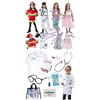 Born Toys 4-in-1 Toddler Dress Up Clothes for Little Girls, Washable Kids Costumes for Girls 3-7 and Doctor Costume Set