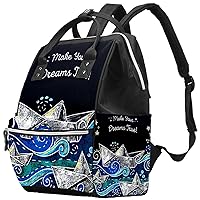 Nautical Paper Boat Diaper Bag Backpack Baby Nappy Changing Bags Multi Function Large Capacity Travel Bag