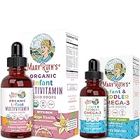 USDA Organic Multivitamin Liquid Drops with Iron for Infants & Infant Omega-3 Liquid Drops Bundle by MaryRuth's | Immune Support & Overall Wellness | DHA & EPA | Cognitive Function.