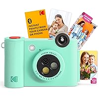 KODAK Smile+ Wireless Digital Instant Print Camera with Effect-Changing Lens, 2x3” Sticky-Backed Photo Prints, and Zink Printing Technology, Compatible with iOS and Android Devices - Green