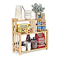 Sorbus Coffee Bar Organizer - Bamboo Wooden Storage Shelf for Kitchen Countertop - Coffee Station Accessories Rack for Mugs, Cream, Syrup, Cups, Spices, Kitchen Condiments (3-Tier)
