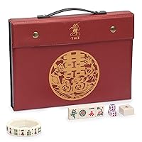 Yellow Mountain Imports Mahjong Bundle - Chinese Mahjong Set, “Classic Ivory” and Mahjong Mini-Tiles Stretchy Bracelet