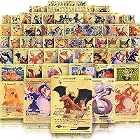 Ultra Rare 55 PCS Gold Cards Packs Vmax DX GX Rare Golden Cards TCG Deck Box Gold Foil Card for Fans/Kids/Collectors Gifts (No Duplicates)
