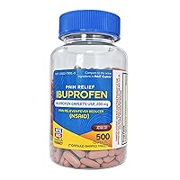 Pharmacy Ibuprofen 200 mg - 500 Coated Brown Caplets - Pain Reliever and Fever Reducer - Migraine Relief - Back Pain Relief - Arthritis Pain Relief Pills - Pain Killer