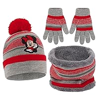 Disney Girls Toddler Winter Hat, Scarf & Mittens Set 2-4 Or Minnie Mouse Hat, Scarves & Kids Gloves Sets 4-7