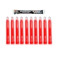 Military Grade Red Glow Sticks - Premium Bright 6” ChemLight Emergency Glow Sticks with 8 Hour Duration (Bulk Pack of 10 Chem Lights)